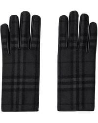 Burberry - Check Wool Gloves - Lyst