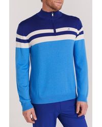 Redvanly - Cooper Stripe Quarter Zip Wool Sweater - Lyst