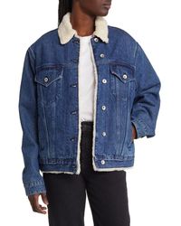 Rag & Bone - Faux Shearling Lined Oversize Denim Jacket - Lyst