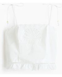 H&M - Broderie Anglaise Tie-Strap Top - Lyst