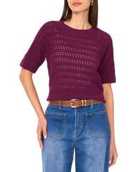 Vince Camuto - Open Stitch Short Sleeve Sweater - Lyst