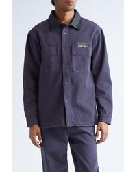 Palmes - Leather Collar Twill Overshirt - Lyst