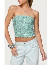 Edikted - Brynn Paillette Strapless Crop Top - Lyst