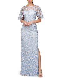 JS Collections - Brooke Floral Embroidered Column Gown - Lyst