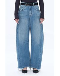 Bayeas - Frayed Super High Waist Barrel Jeans - Lyst
