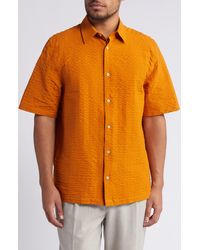 Ted Baker - Verdon Relaxed Fit Solid Short Sleeve Cotton Seersucker Button-up Shirt - Lyst