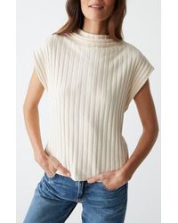 Michael Stars - Nara Rib Funnel Neck Cotton Blend Knit Top - Lyst