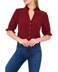 Cece - V-Neck Button-Up Shirt - Lyst
