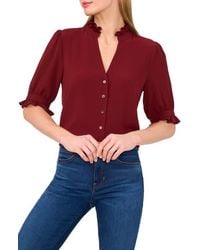 Cece - V-Neck Button-Up Shirt - Lyst
