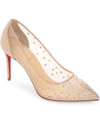 Christian Louboutin - Follies Crystal Embellished Mesh Pointed Toe Pump - Lyst