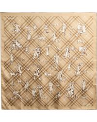 Burberry - Check & Paws On Parade Print Square Silk Twill Scarf - Lyst