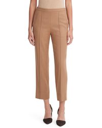 Vince - Crop Pleated Brushed Wool Blend Pull-on Pants - Lyst