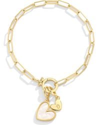 Mint & Lily - Mother Of Pearl Initial Heart Charm Bracelet - Lyst