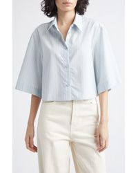 Helmut Lang - Stripe Button-Up Cotton Blend Crop Top - Lyst