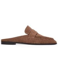 Black Suede Studio - Gabby Croc Backless Loafer - Lyst