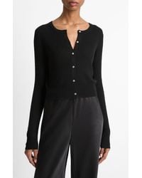Vince - Ribbed Cashmere-Silk Slim Cardigan - Lyst
