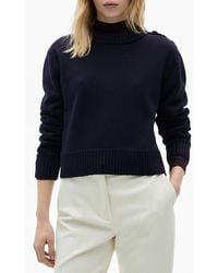 Mango - Button Shoulder Mock Neck Sweater - Lyst