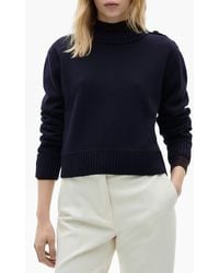 Mango - Button Shoulder Mock Neck Sweater - Lyst
