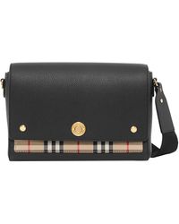 Burberry - Note Leather & Vintage Check Crossbody Bag - Lyst