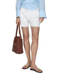 Mango - Pleat Front Raw Hem Denim Cutoff Shorts - Lyst