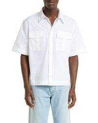 Bottega Veneta - Compact Cotton Poplin Short Sleeve Button-up Shirt - Lyst