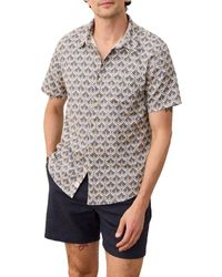Marine Layer - Leaf Print Short Sleeve Stretch Cotton Selvage Button-Up Shirt - Lyst