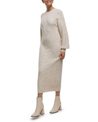 River Island - Cup Of Coco Cable Detail Long Sleeve Midi Sweater Dress - Lyst