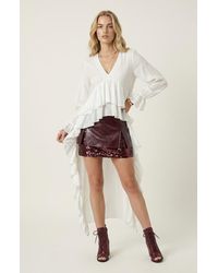 Modenaire - Ruffle Trim High Low Blouse - Lyst