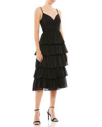 Mac Duggal - High Neck Cape Mini Dress With Ruffle Hem - Lyst