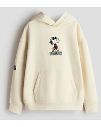 H&M - Brushed-Inside Printed Hoodie - Lyst