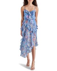Steve Madden - Delphine Floral Print Ruffle Sleeveless Chiffon Midi Dress - Lyst
