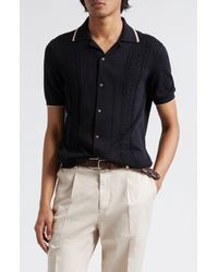 Brunello Cucinelli - Geometric Jacquard Short Sleeve Cotton Knit Shirt - Lyst