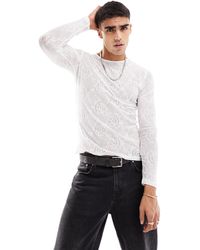 ASOS - Muscle Fit Long Sleeve Lace T-shirt - Lyst