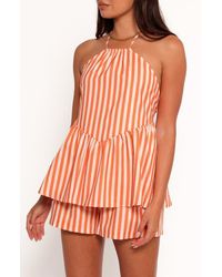 Petal & Pup - Valencia Stripe Cotton Halter Neck Top - Lyst