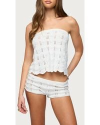 Edikted - Isola Strapless Pointelle Knit Top - Lyst