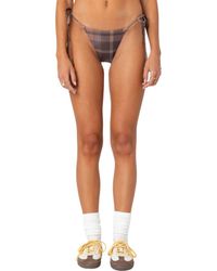 Edikted - Wilhelmina Plaid Side Tie Bikini Bottoms - Lyst