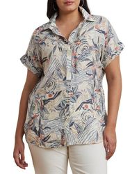 Ralph Lauren - Beach Print Relaxed Fit Short Sleeve Linen Button-Up Shirt - Lyst