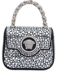 Versace - Mini La Medusa Crystal Embellished Satin Top Handle Bag - Lyst