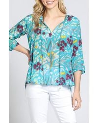 Apny - Print Tassel Split Neck Chiffon Top - Lyst