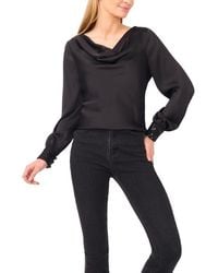 Cece - Cowl Neck Sequin Cuff Charmeuse Top - Lyst