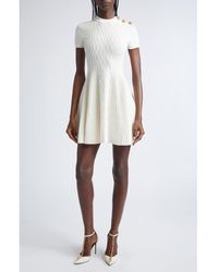 Balmain - Croc Textured Short Sleeve Dress - Lyst