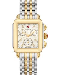 Michele - Deco Diamond Chronograph Bracelet Watch - Lyst