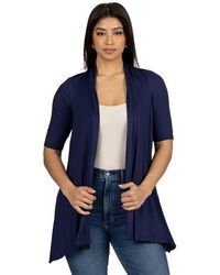 24seven Comfort Apparel - Loose Fit Open Front Cardigan With Half Sleeve - Lyst