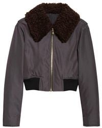 Alaïa - Nylon & Wool Aviator Jacket With Genuine Shearling Collar - Lyst