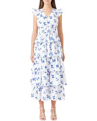Endless Rose - Floral Tiered Belted Maxi Dress - Lyst
