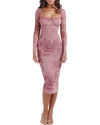 House Of Cb - Seraphina Corset Detail Long Sleeve Dress - Lyst