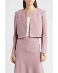 BOSS - Jicena Mixed Media Virgin Wool Crop Jacket - Lyst
