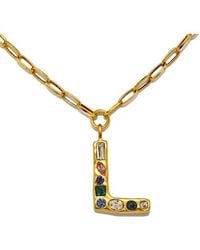 Sequin - Emilie Crystal Initial Pendant Necklace - Lyst