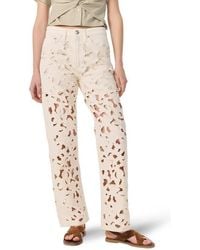 Rag & Bone - Logan Floral Cutout Mid Rise Wide Leg Jeans - Lyst