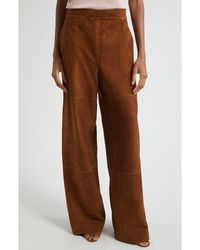St. John - Suede Wide Leg Pants - Lyst